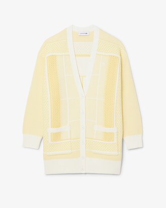 Chaqueta de punto larga de jacquard con pista de tenis