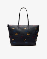 Bolso tote de mujer L.12.12 Concept en lona con estampado de cocodrilo con cremallera