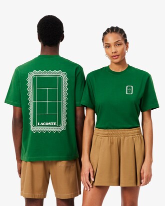 Camiseta de punto jersey de algod&oacute;n con estampado de tenis