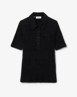 Polo de punto de canalé velloso de corte ajustado