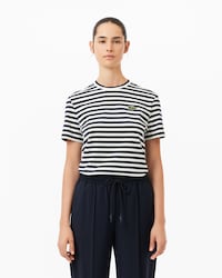 Camiseta de algodón de rayas de corte holgado