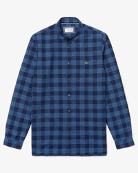 Men's Regular Fit Check Cotton And Linen Canvas Shirt