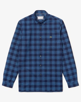 Men's Regular Fit Check Cotton And Linen Canvas Shirt