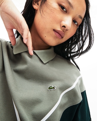 Polo de mujer Lacoste Made in France en piqu&eacute; de algod&oacute;n con dise&ntilde;o jacquard