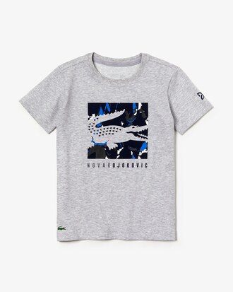 Camiseta de niño Lacoste SPORT x Novak Djokovic con logo de cocodrilo de camuflaje
