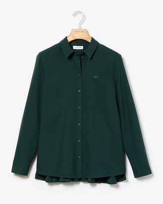 Camisa de mujer loose fit en franela con la espalda plisada