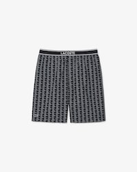 Pantal&oacute;n corto de pijama de popel&iacute;n con estampado de monograma