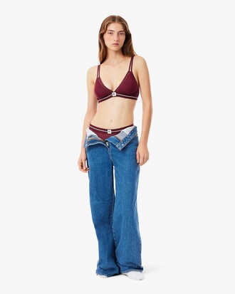 Tanga de malla con rayas de terciopelo