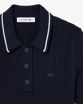 Jersey de cuello polo de punto con ochos y rayas