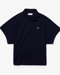 Polo minipiqu&eacute; el&aacute;stico manga kimono y cuello desestructurado