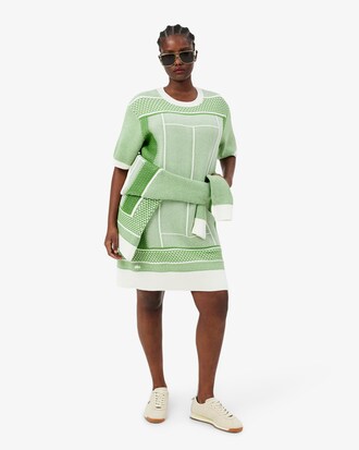 Vestido jersey de jacquard con motivo de pista de tenis