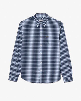 Camisa de corte regular de popelín con cuadros escoceses