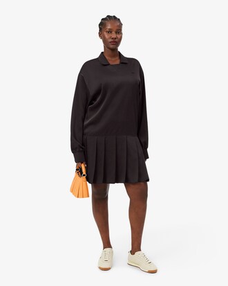 Vestido polo plisado de sat&eacute;n