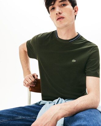 Camiseta de hombre en algodón con cuello redondo con raya