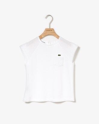 Camiseta Niña Con Cuello Redondo De Punto Liso Con Volantes En Los Hombros