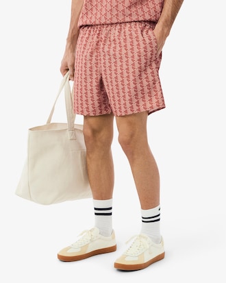 Short de baño de largo medio con estampado de monograma