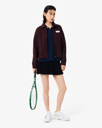 Badge Accent Tennis Heritage Zipped Polo Collar Sweater