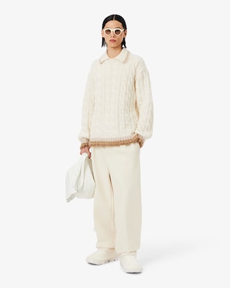 Jersey de punto de lana con motivo de ochos y cuello polo Runway