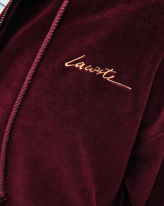 Sudadera de hombre Lacoste LIVE Signature en terciopelo con capucha y cremallera