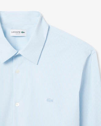 Camisa de corte ajustado de popel&iacute;n el&aacute;stico de rayas