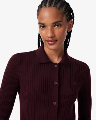 Vestido con cuello polo de punto 3D de lana merino