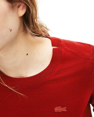 Jersey de mujer en lana con cuello redondo de muesca