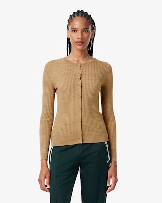 Chaqueta de punto de lana merina en punto de canal&eacute;