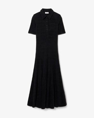 Vestido con cuello polo de canalé velloso