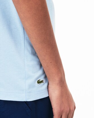 Camiseta Con Cuello Redondo De Punto Liso De Algod&oacute;n Con Bolsillo De Rayas