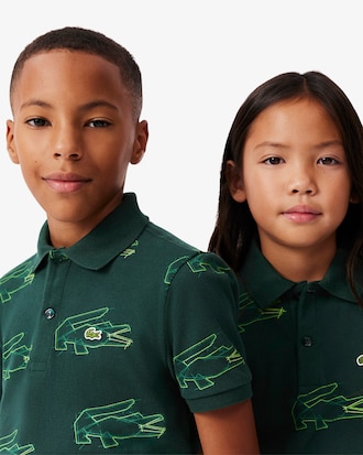 Polo de minipiqué con rombos estampado de cocodrilo