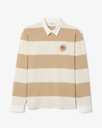 Polo de rugby de rayas de corte holgado