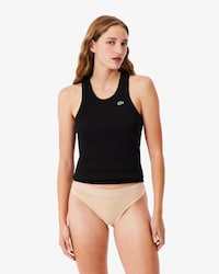 Tanga de algod&oacute;n el&aacute;stico con logotipo en la cinturilla