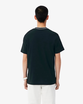 Camiseta de piqu&eacute; el&aacute;stico con cuello de rayas