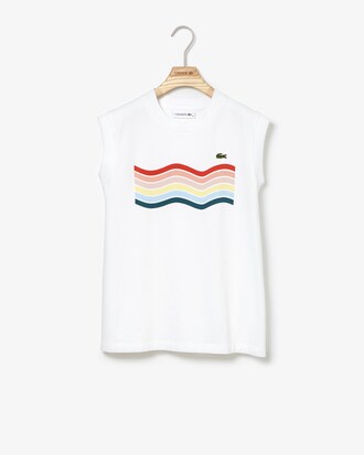 Camiseta de tirantes de mujer en algodón con logo de olas