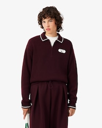 Jersey con cuello polo y cremallera con insignia de tenis retro