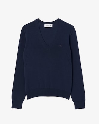 Jersey de cuello de pico de punto de canal&eacute; sin costuras