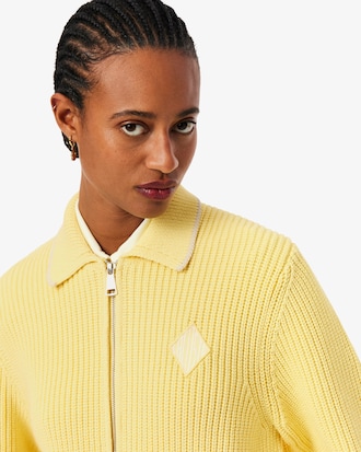 Jersey con cremallera e insignia en contraste de algod&oacute;n