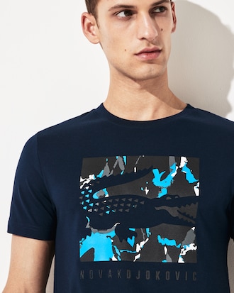 Camiseta de hombre Lacoste SPORT x Novak Djokovic con logo de cocodrilo de camuflaje