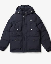 Chaqueta acolchada de hombre resistente al agua con capucha amovible y m&uacute;ltiples bolsillos