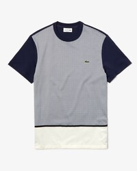 Camiseta de hombre en algod&oacute;n con paneles de patchwork de cuadros y cuello redondo