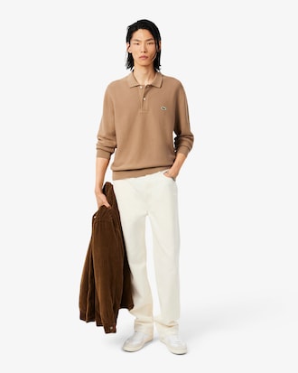 Polo de punto de corte cl&aacute;sico y manga larga