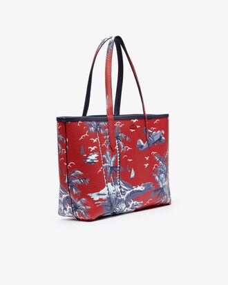 Bolso tote Anna estampado hawaiano reversible cremallera y bolsa el interior