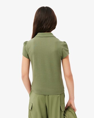 Polo de minipiqué con cuello festoneado