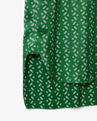 Vestido de satén estampado con cuello de lazada Runway