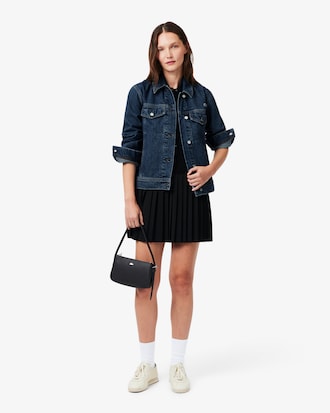 Vestido polo plisado de piqu&eacute; el&aacute;stico