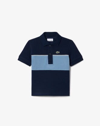 Polo de petit piqu&eacute; con franja en contraste