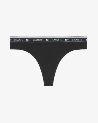 Tanga de algodón elástico con logotipo en la cinturilla