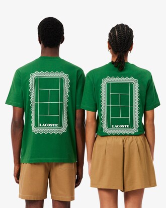 Camiseta de punto jersey de algod&oacute;n con estampado de tenis