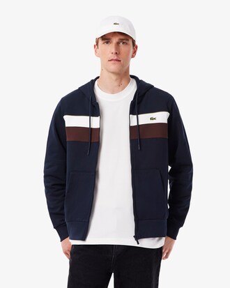 Sudadera con capucha y cremallera color block