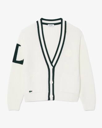 Chaqueta de punto de golf de mezcla de lana con insignia